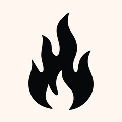 Fire Sign, Fire Flame Silhouette Isolated Vector Icon On White Background. 