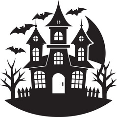 black haunted house silhouette vector, logo haunted house vector illustration, haunted house clipart vector, haunted house icon
