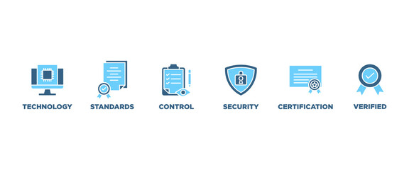 ISO27001 banner web icon set vector illustration concept for information security management system (ISMS) with an icon of technology, standards, control, security, certification, and verified