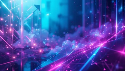 Obraz premium Neon Cityscape: Abstract Digital Art