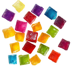 Rainbow Candy: Colorful Square Sweets on transparent background