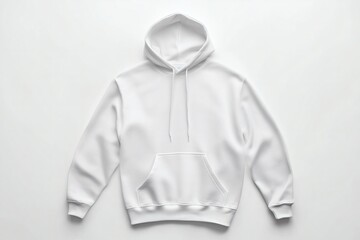 Versatile Plain White Hoodie Mockup with Front Pocket and Hood for Custom Fashion Design, Branding, or E-commerce Showcase