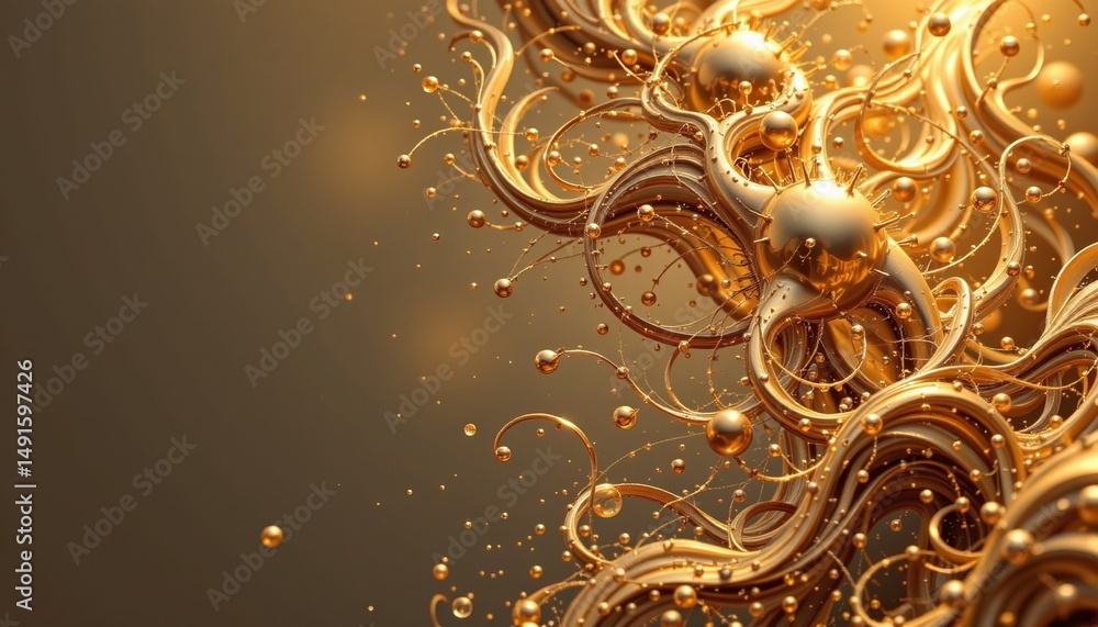 Aufkleber abstract golden swirls and spheres intertwine dynamically, creating a sense of motion and luxury aga