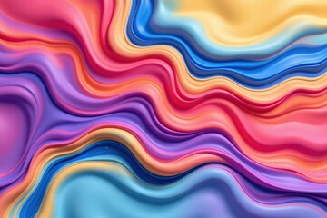 Obraz premium Vibrant abstract waves in pastel colors blend seamlessly, creating a flowing, dynamic pattern with smooth, layered textures and striking visual movement.