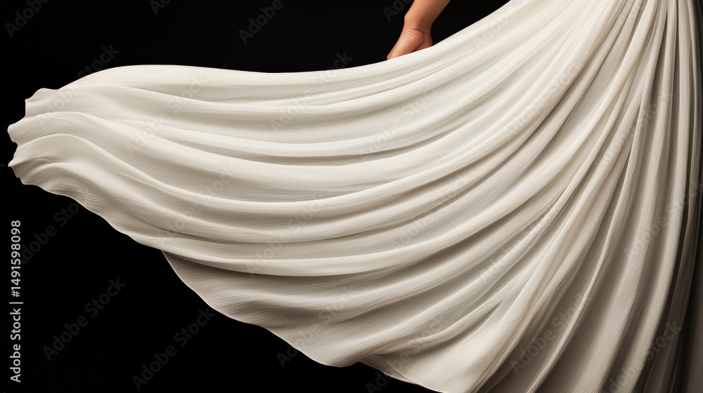 Leinwandbilder flowing white dress gracefully swirls against dark background, capturing sense of elegance and motio