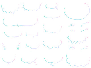 パステルカラー・かわいい線画の手描き吹き出しセット