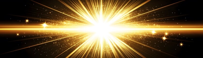 Naklejka premium Radiant burst of golden light radiating outward.