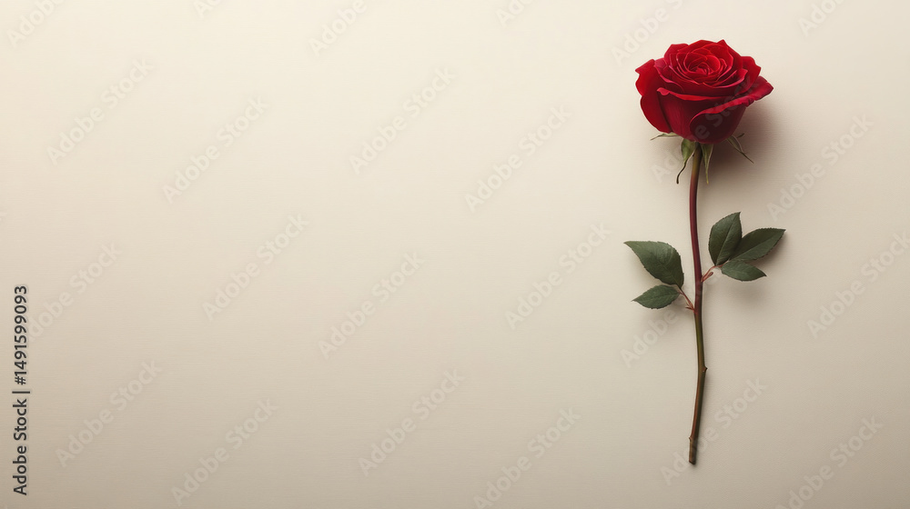 Aufkleber a single red rose is the only thing in the image. the rose is standing upright on a white background