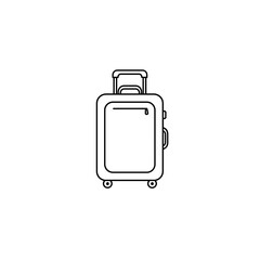 A simple logo illustration of an suitcase. travels dan holidays.