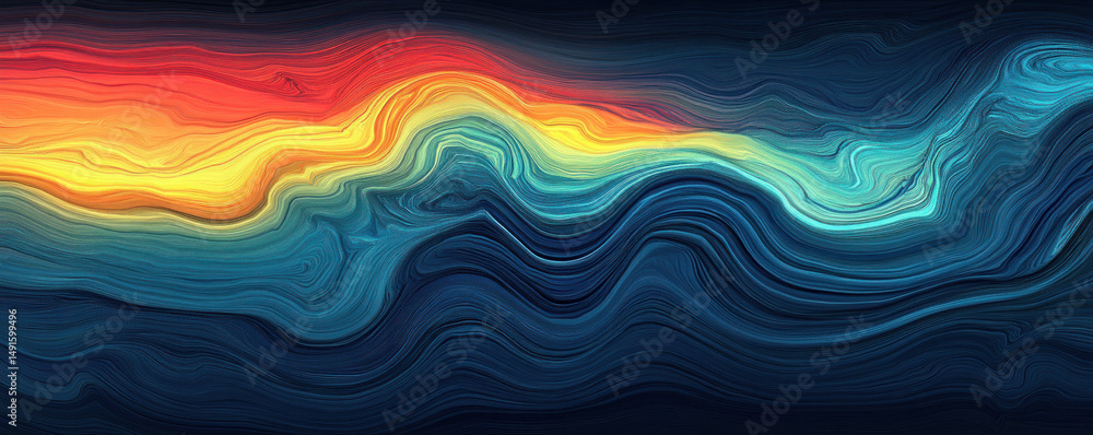 Aufkleber a colorful wave in the ocean with a yellow and orange stripe. the colors are bright and vibrant, cre