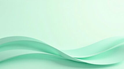 Fototapeta premium Abstract pastel green flowing curves, elegant and smooth paper wave design, perfect for a serene and calming background image for various applications.
