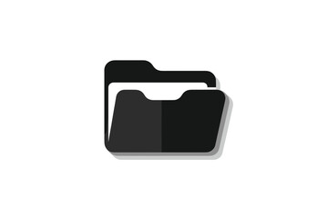 Obraz premium Simple Black Folder Icon Representing Document Organization and Storage Concept