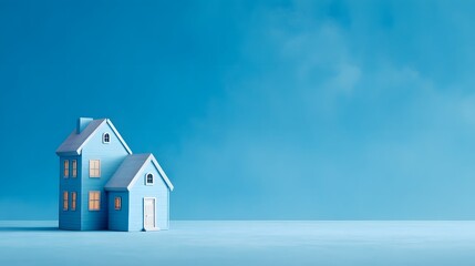 Two model houses with illuminated set against a bright blue sky representing the concept of home insurance and property protection