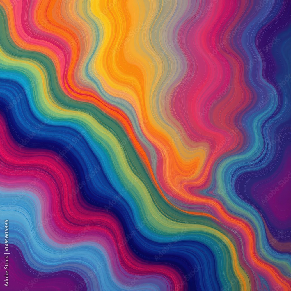 Poster a vibrant abstract image featuring wavy, multicolored lines blending together in a dynamic, swirling