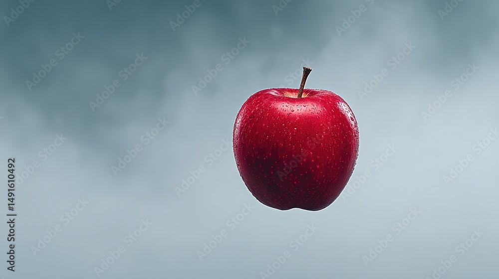 Poster red suspended in a hazy atmosphere.