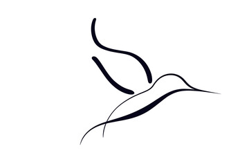 Elegant Silhouette of a Hummingbird in Flight with Graceful Lines and Minimalist Design