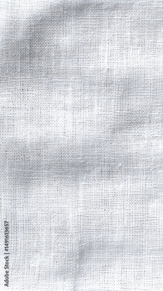 Poster close-up of white linen fabric texture showing weave pattern and subtle folds for background or surf