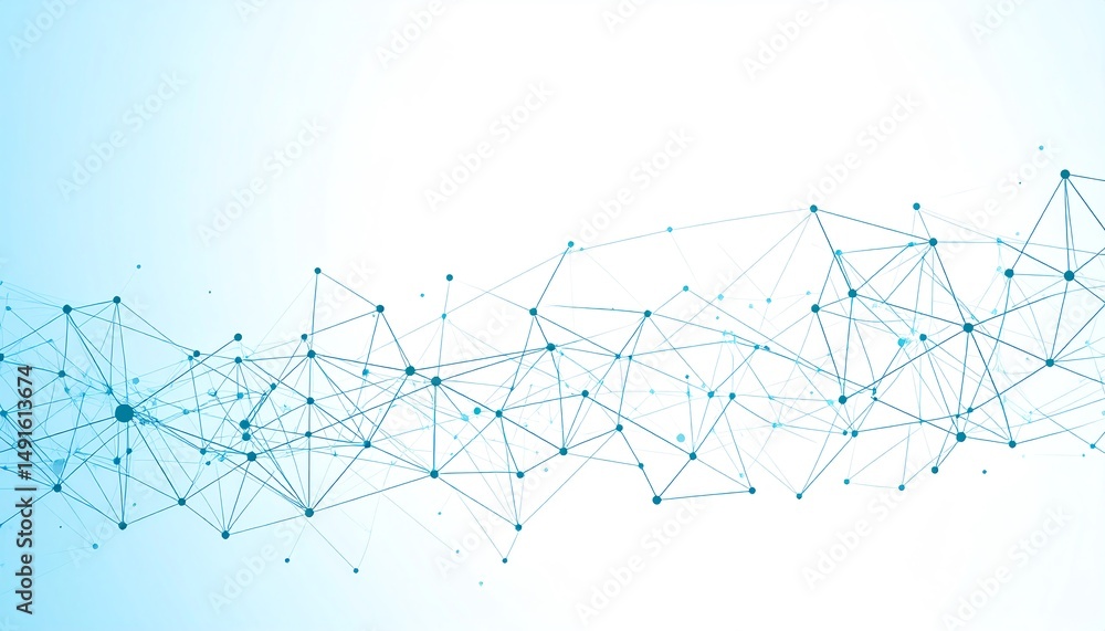 Poster a network of interconnected nodes and lines, symbolizing data flow and connectivity in a digital lan