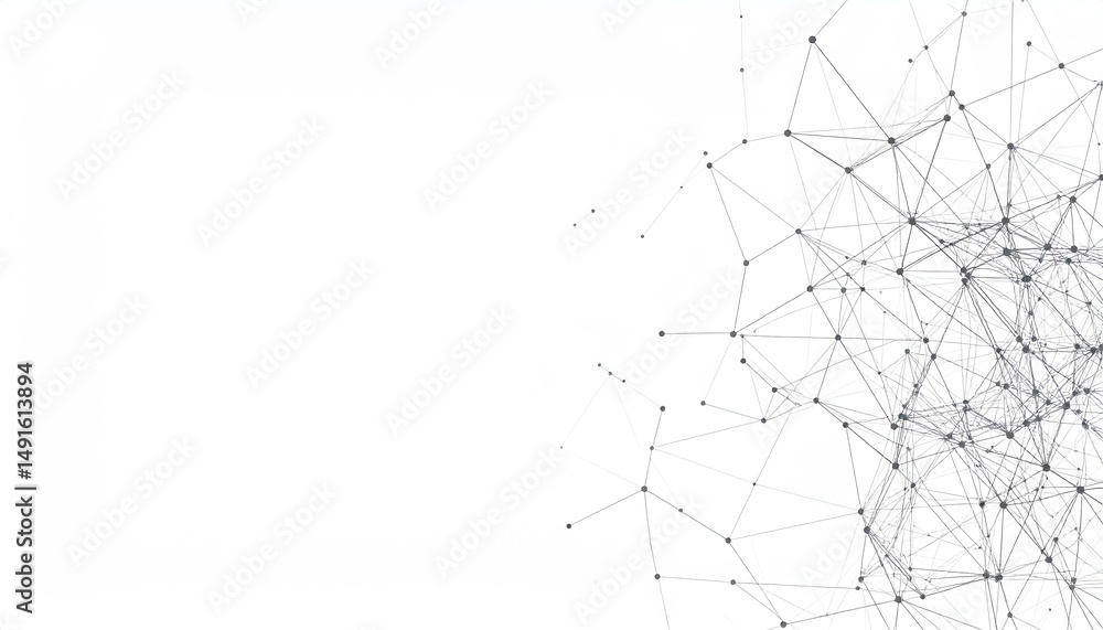 Poster abstract network design with interconnected dots and lines, creating a visually striking pattern aga
