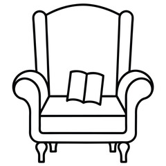  reading chair icon on white background
