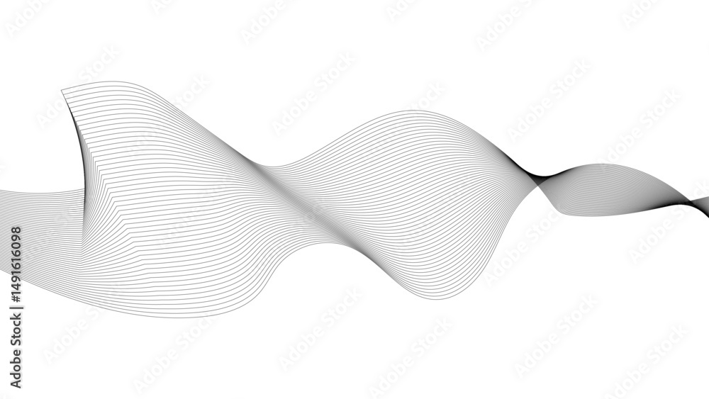 Poster abstract black wave lines on white background. abstract wave element for design. digital frequency t