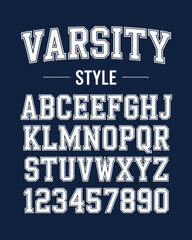 Classic college font. Vintage sport font in American style for football, baseball or basketball logos and t-shirt. Athletic department typeface, varsity style ...