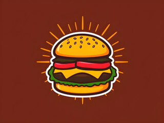 burger logo design, tasty hamburger clipart, burger with meat patty, burger with sauce, burger menu illustration, classic fast food icon, simple burger vector, fast food restaurant burger, burger with