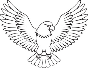 Obraz premium flying bald eagle line art silhouette vector, eagle line art illustration, eagle line art clipart