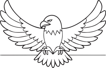 Obraz premium flying bald eagle line art silhouette vector, eagle line art illustration, eagle line art clipart