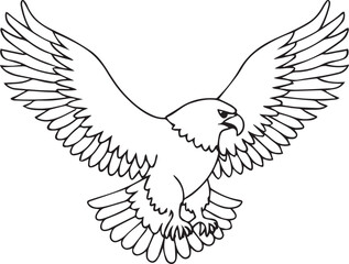 Obraz premium flying bald eagle line art silhouette vector, eagle line art illustration, eagle line art clipart