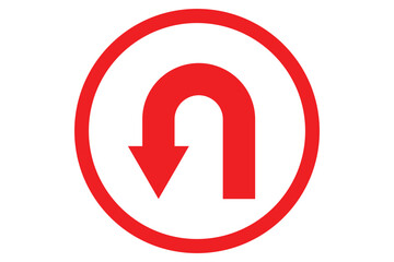 Vector U-Turn Road sign with turn symbol. Arrow, direction, U Turn icon.