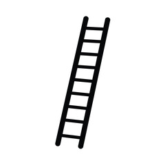 Ladder silhouette. This image shows a black ladder outline, a tool for climbing and reaching heights. Vector clipart illustration design.
