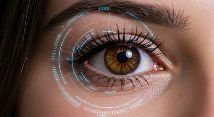 Eye Scan: Hazel Iris with Digital Interface Overlay