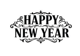 Obraz premium New year silhouette. This image shows black text 