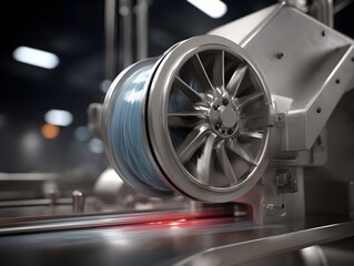 Fototapeta premium Industrial mixer blending side profile shot highlighting high-definition mechanical performance in scalable production environments precision