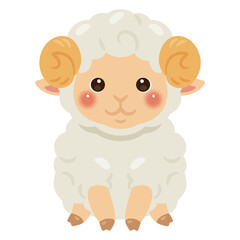 お座りしたヒツジのイラスト