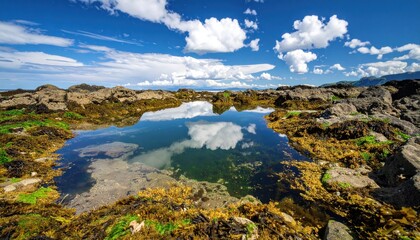 Obraz premium Calm tidal pool reflecting sky