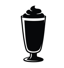 Obraz premium Smoothie silhouette. This image shows a black smoothie glass outline with whipped cream on top. Vector clipart illustration design.