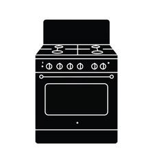 Obraz premium Stove silhouette. This image shows a black kitchen stove outline with burners and an oven. Vector clipart illustration design.