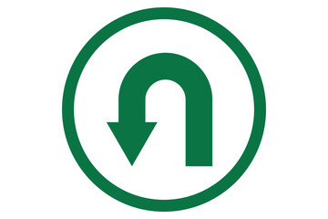Vector U-Turn Road sign with turn symbol. Arrow, direction, U Turn icon.