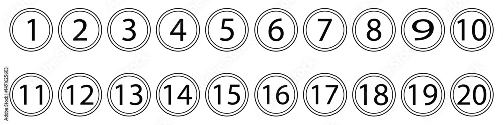 Poster simple round numbers symbol set. black isolated font in vector flat