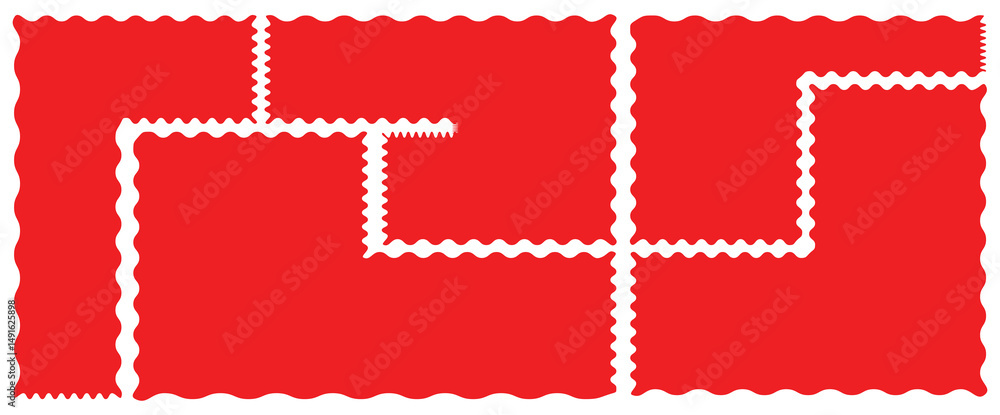 Poster set of frames with zigzag edge, scallop edge shape. geometric shapes with scallop and zigzag edges s