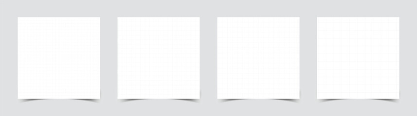 Set of square grid background with empty space. grid square graph line full page on white paper background, paper grid square graph line texture of note book blank.