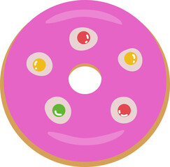 Delicious Pink Donut with Colorful Candy Decoration