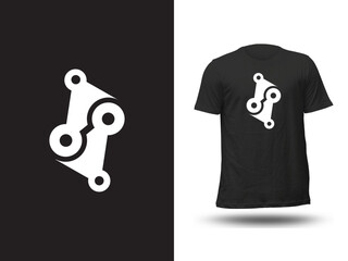 Modern Tech-Inspired Black T-Shirt with Abstract Circuit Logo Design