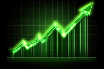 Bright green upward trending graph