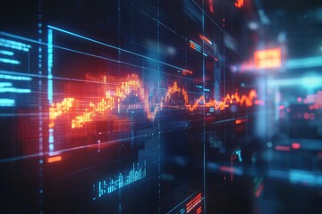 Dynamic data display with glowing charts and code