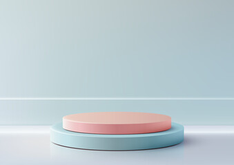 minimalist 3d podium mockup showcase modern abstract blue pink product display clean elegant geometric presentation stand