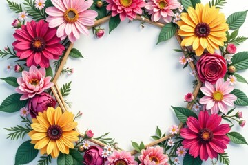Intricate floral bouquet within a hexagon frame , template, floral, seamless