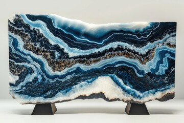 Intricate Blue and White Stone Slab